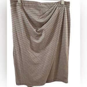 Max Studio Asymmetrical Plaid Skirt - Black/Tan